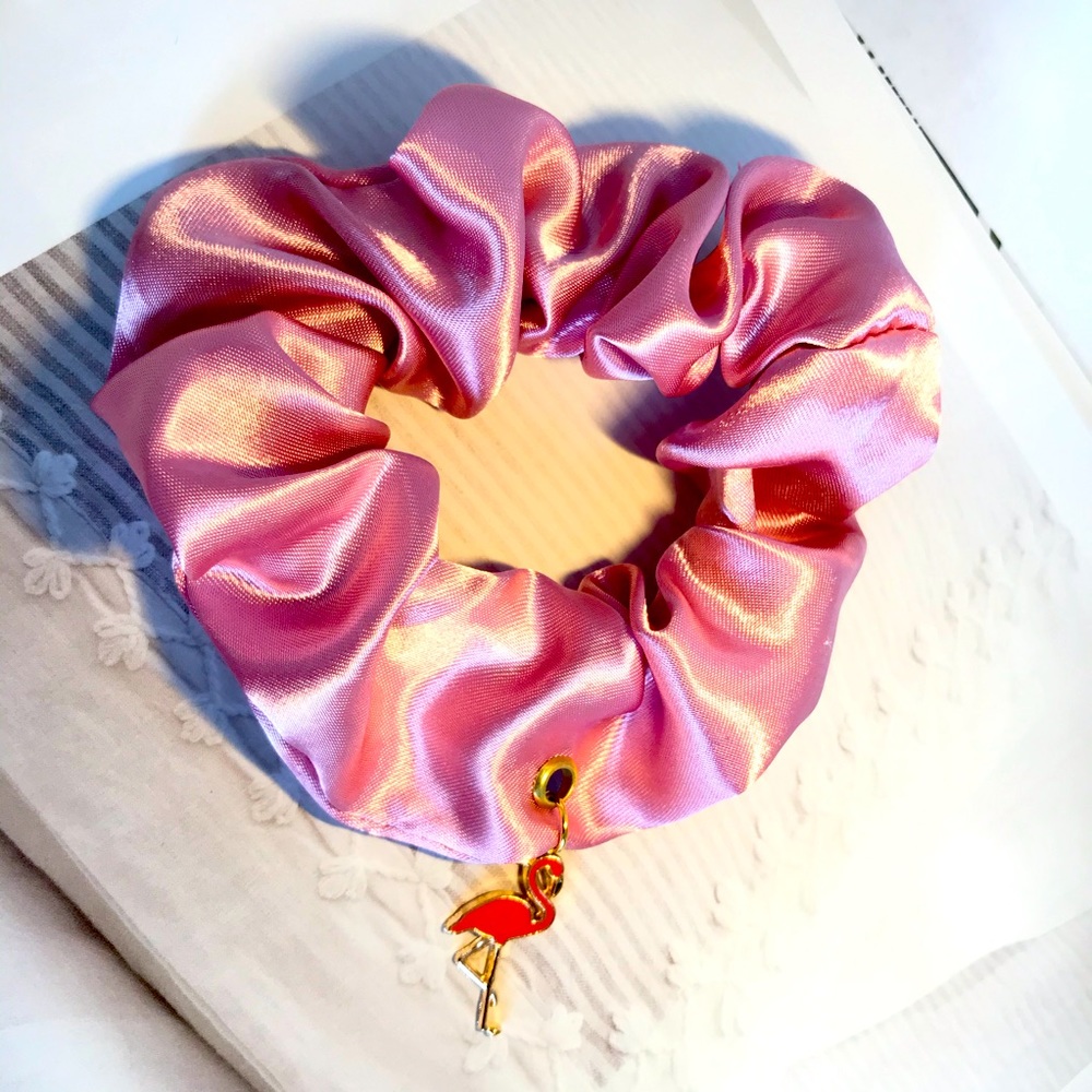 Flamingo charm Scrunchie